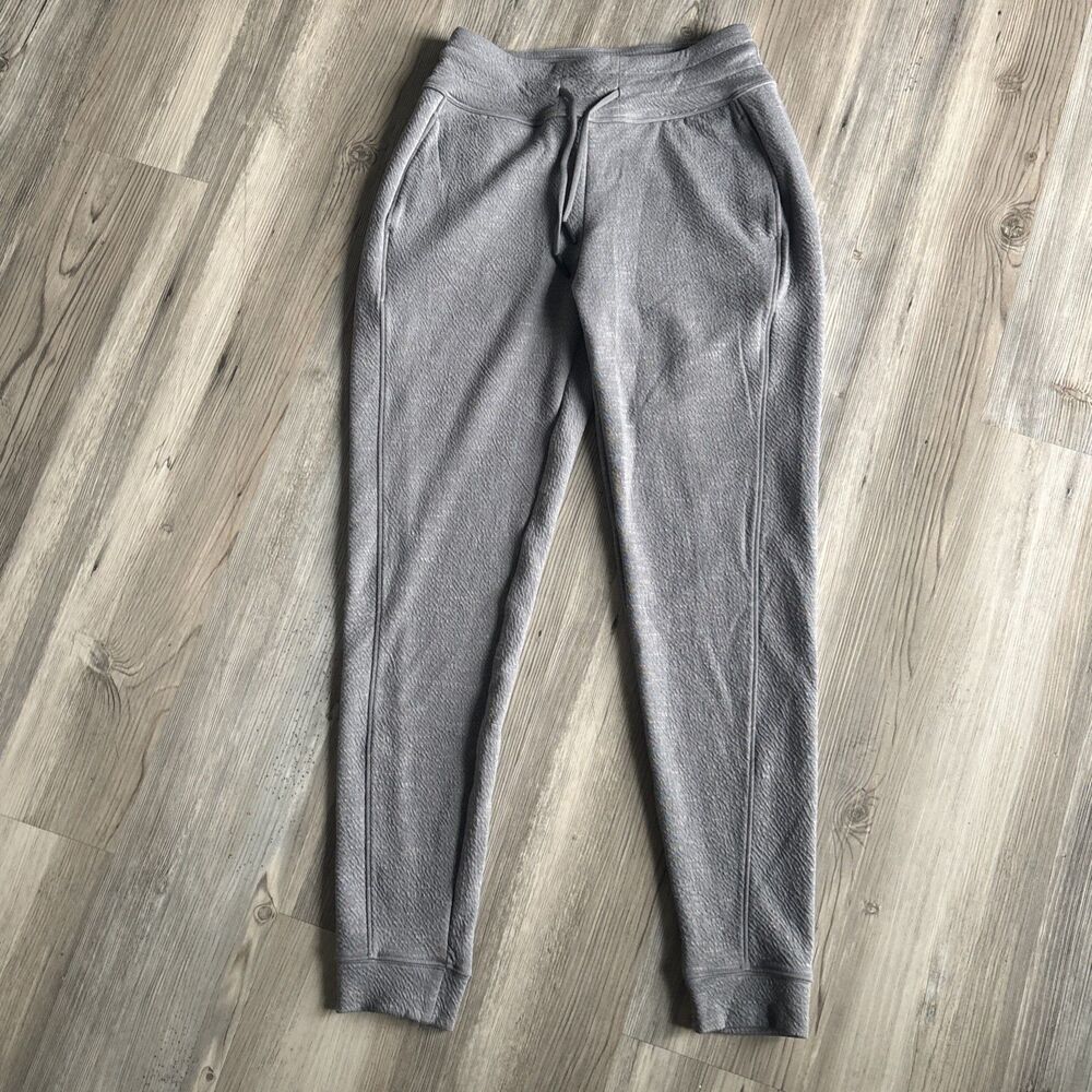 Prana Textured Gray Pull On Drawstring Joggers Size XS